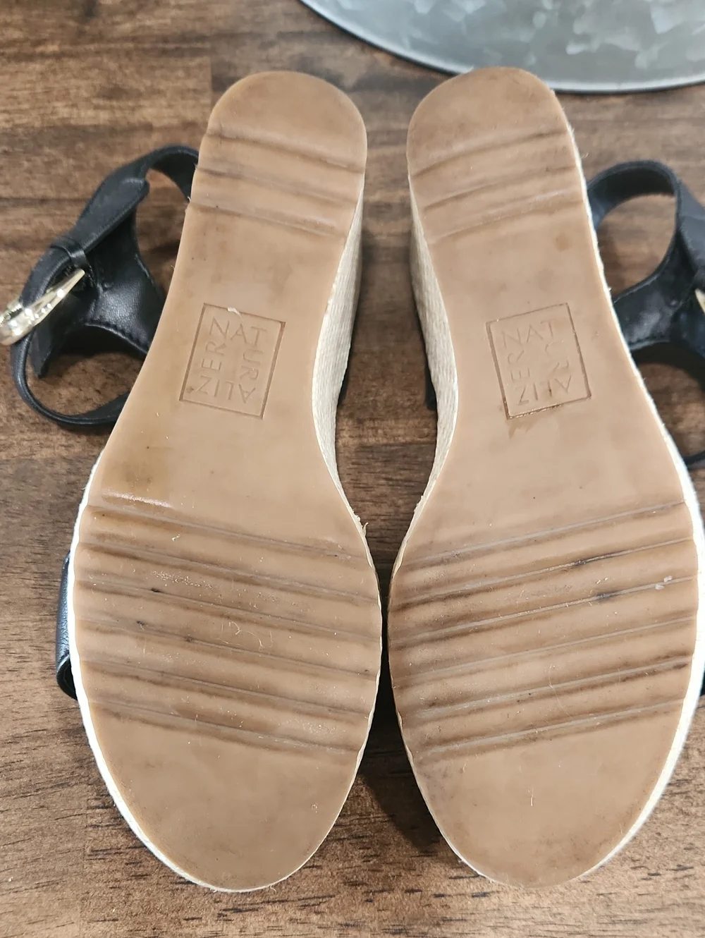 Naturalizer Black Wedge Sandals with Ankle Strap